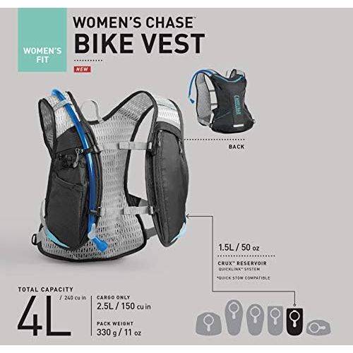  CamelBak Chase Women’s Bike Hydration Vest - Engineered for Women - Faster Water Flow Rate - Front Harness Pockets - 3D Vent Mesh - Dual Adjustable Sternum Straps - 50 Ounce