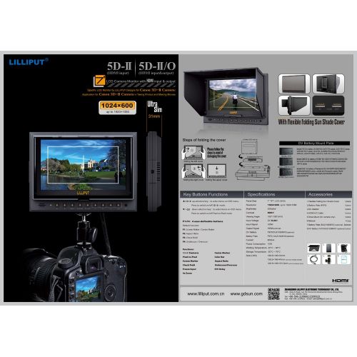  Lilliput 7 Camera Field Monitor & LCD Monitor with HDMI input & output for Canon 5D-IIO Camera.lilliput 7 inch monitor