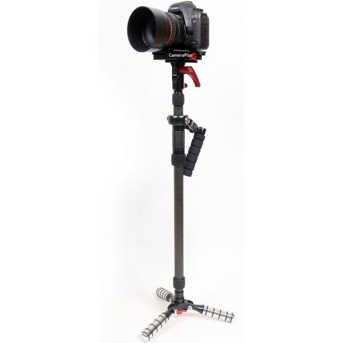  CameraPlus - MTS Proffesional Premium Quality Carbon Fiber Handheld Camera Stabilizer/Tripod Steadycam Video Rig with Single Handle Arm, Tripod and Weights for Gopro Digital SLR Ca