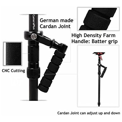  CameraPlus - MTS Proffesional Premium Quality Carbon Fiber Handheld Camera Stabilizer/Tripod Steadycam Video Rig with Single Handle Arm, Tripod and Weights for Gopro Digital SLR Ca