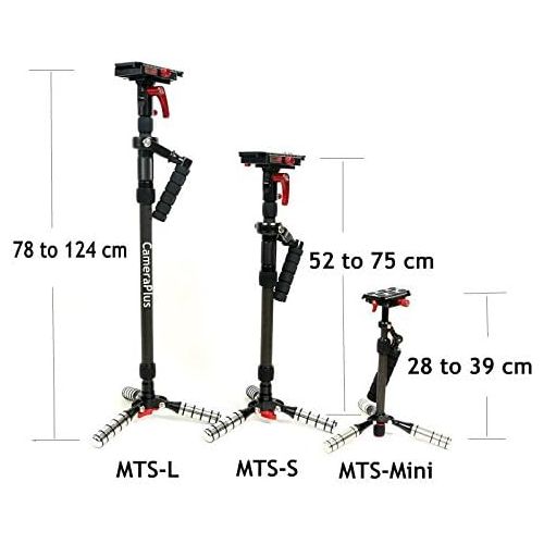  CameraPlus - MTS-Mini Professional Premium Quality Mini Carbon Fiber Handheld Camera Stabilizer/Tripod Video Rig with Single Handle Arm, Tripod and Weights for Gopro Digital SLR Ca