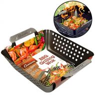 Camerons Grill Basket- Non-Stick BBQ Barbecue Grilling Wok with Stainless Steel Handles for Meat, Vegetables, and Seafood