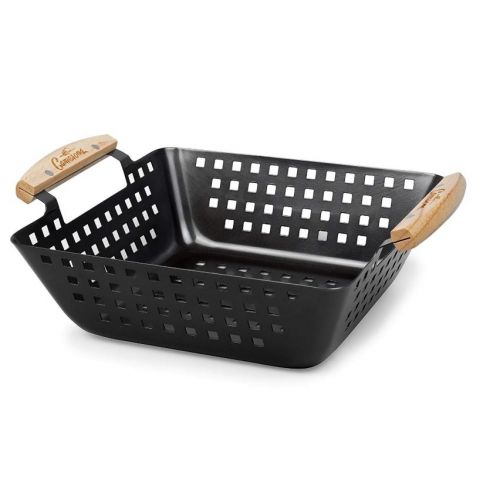  Camerons Grill Basket- Non-Stick BBQ Barbecue Grilling Wok with Stainless Steel Handles for Meat, Vegetables, and Seafood