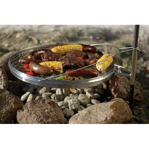  Camerons Campfire Pit Grill - Open Fire Swivel Camping Grill with XL Non-stick Grilling Surface and Carrying Bag - Great for 4th of July