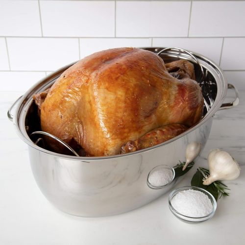  [아마존베스트]Camerons Oval Multi Roaster- 3-in-1 Stock Pot (11 QT), Turkey Roasting Pan w Rack and Saute Cookware- Stainless Steel Tri Ply, Induction Compatible w Stick Resistant Interior