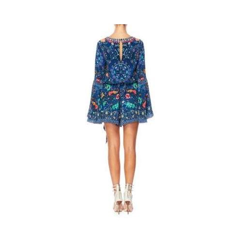  Camilla The Long Way Home Printed Silk Flare-Sleeve Playsuit