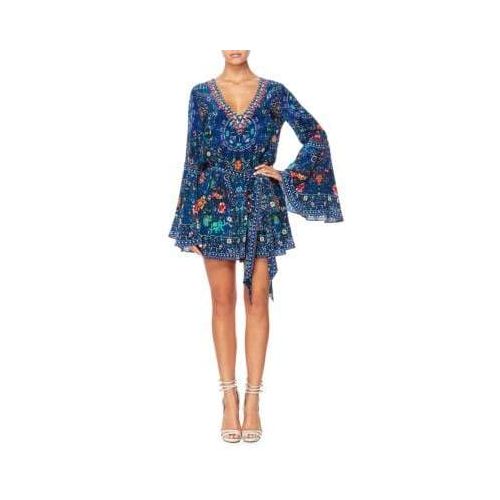  Camilla The Long Way Home Printed Silk Flare-Sleeve Playsuit