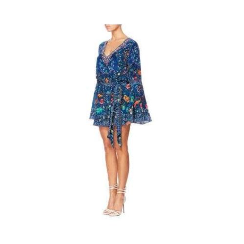  Camilla The Long Way Home Printed Silk Flare-Sleeve Playsuit