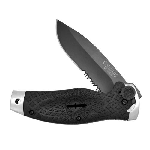  Camillus Cuda Sarkis, Carbonitride Titanium Folding Pocket Clip Knife, Japanese AUS-8 Steel, Ergonomic Non-Slip Grip Handle