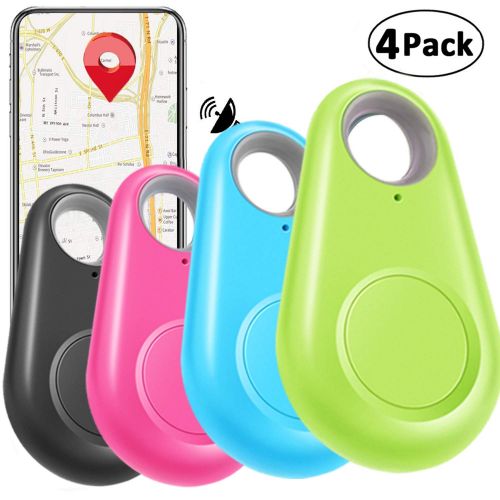  Camlinbo 4 Pack Smart GPS Tracker Key Finder Locator Wireless Anti Lost Alarm Sensor Device for Kids Dogs Car Wallet Pets Cats Motorcycles Luggage Smart Phone Selfie Shutter APP Control Com