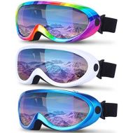 Camlinbo 3 Pack Ski Goggles Anti Fog Snowboard Snow Goggles for Kids Women Men Winter Sports Skiing, Skating, Motorcycling