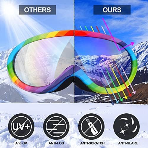  Camlinbo 3 Pack Ski Goggles Anti Fog Snowboard Snow Goggles for Kids Women Men Winter Sports Skiing, Skating, Motorcycling