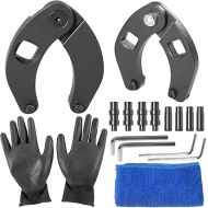 Camoo 1266 Adjustable Gland Nut Wrench & 7463 Hydraulic Cylinder Spanner Wrench Set With Gloves, Microfiber Towel, Pins & Allen Wrenches, Remove Gland Nuts for Farm & Construction Equipment