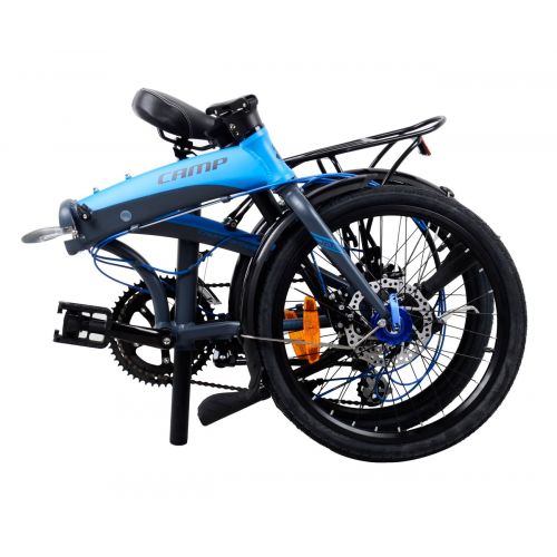  Camp Adult Folding Bike for Men Women 20 inch Aluminum 16 Speed Shimano Gears Disc Brake with Magnets Thunderbolt