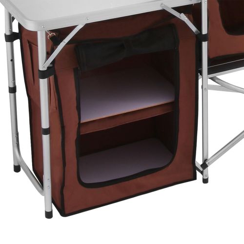  BestEquip Camping Kitchen Table Aluminum Alloy Fold Cooking Station Lightweight Portable Pack-Away Kitchen Picnic Barbecue Cooking Table