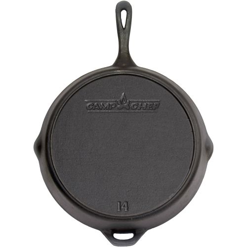  Camp Chef Pre-Seasoned 14 Cast Iron Skillet with End Grab Handle