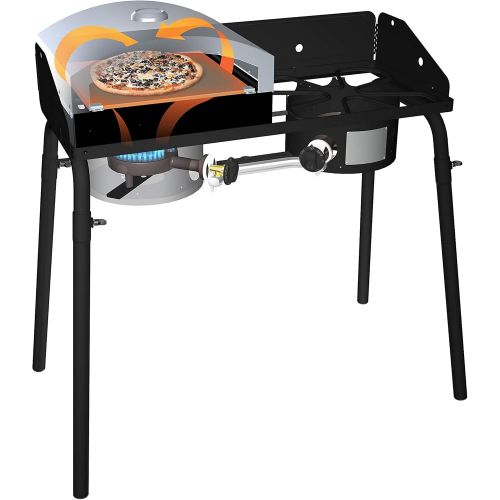  Camp Chef Artisan Outdoor Pizza Oven, 14 Single Burner Accessory, Ceramic Pizza Stone, 14 in. x 16 in. x 8 in