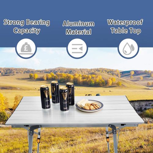  Camp Field Camping Table with Adjustable Legs for Beach, Backyards, BBQ, Party and Picnic Table … (A)