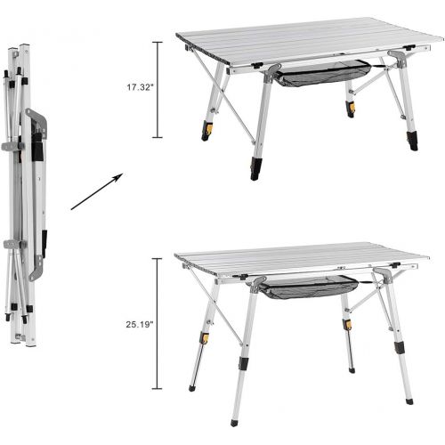  Camp Field Camping Table with Adjustable Legs for Beach, Backyards, BBQ, Party and Picnic Table … (B)