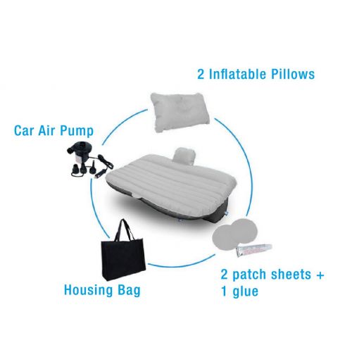  CampBuddy Heavy Duty Multi-functional Car SUV Inflatable Air Mattress Bed Back Seat Cushion With 2 Pillows and Pump For Travel Camping Beach Rest Tour Trip Park Lawn Picnic