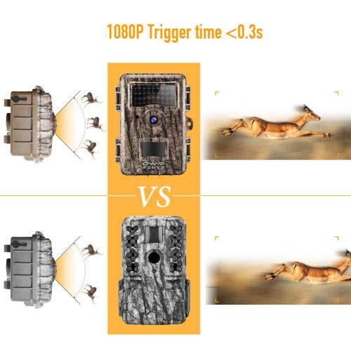  CampFENSE Hunting Trail Camera No Glow, IP67 Waterproof, 14MP 1080P 2.4 LCD, Trigger Time<0.3s, 940 NM IR Night Vision Rustproof for Hunters