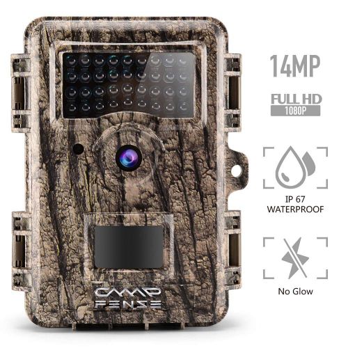  CampFENSE Hunting Trail Camera No Glow, IP67 Waterproof, 14MP 1080P 2.4 LCD, Trigger Time<0.3s, 940 NM IR Night Vision Rustproof for Hunters