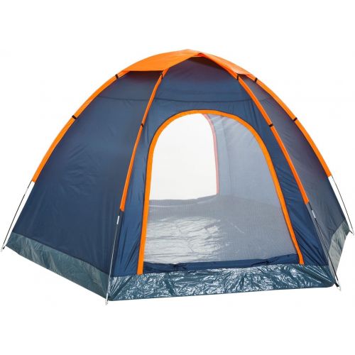  CampFeuer - Hexagon Campingzelt, Sechseckzelt, grosses Kuppelzelt, blau/orange, 3000 mm Wassersaeule