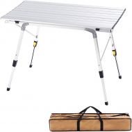 CampLand Aluminum Table Height Adjustable Folding Table Camping Outdoor Lightweight for Camping, Beach, Backyards, BBQ, Party