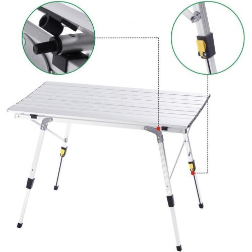  CampLand Aluminum Table Height Adjustable Folding Table Camping Outdoor Lightweight for Camping, Beach, Backyards, BBQ, Party