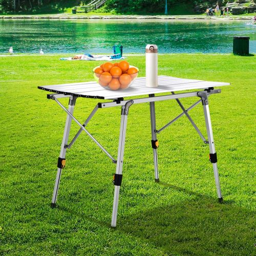  CampLand Sanny Camping Folding Table Lightweight Roll-up Table Portable Foldable Camp Tables Aluminum Height Adjustable for Indoor Outdoor Camping Beach Backyard BBQ Party Patio Picnic