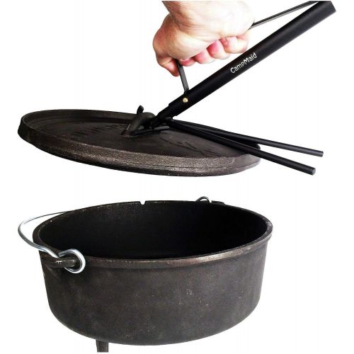  CampMaid Outdoor Cooking Set - Dutch Oven Tools Set - Charcoal Holder & Cast Iron Grill Accessories - Camping Grill Set - Outdoor Cooking Essentials - Camp Kitchen Equipment - (7 P