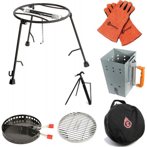  CampMaid Outdoor Cooking Set - Dutch Oven Tools Set - Charcoal Holder & Cast Iron Grill Accessories - Camping Grill Set - Outdoor Cooking Essentials - Camp Kitchen Equipment - (7 P