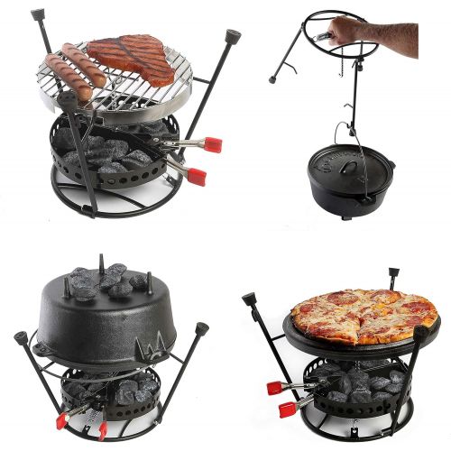  CampMaid Outdoor Cooking Set - Dutch Oven Tools Set - Charcoal Holder & Cast Iron Grill Accessories - Camping Grill Set - Outdoor Cooking Essentials - Camp Kitchen Equipment - (7 P