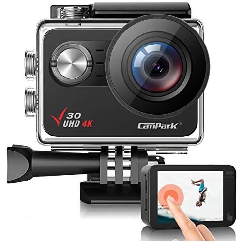  [아마존 핫딜] Campark V30 Native 4K Action Camera 20MP EIS Touch Screen WiFi Waterproof Camera with Optional View Angle, 2 1350mAh Batteries and Mounting Accessories Kit Compatible with GoPro