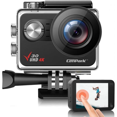  [아마존 핫딜] Campark V30 Native 4K Action Camera 20MP EIS Touch Screen WiFi Waterproof Camera with Optional View Angle, 2 1350mAh Batteries and Mounting Accessories Kit Compatible with GoPro