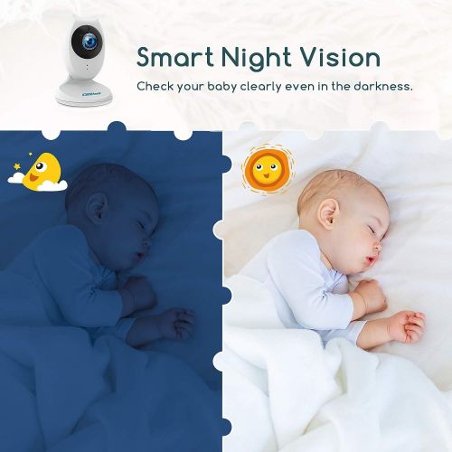  [아마존 핫딜] Campark Baby Monitor 4.3 inch Split Screen Video Baby Monitor with Camera and Audio, Smart Night Vision, Room Temperature, Two-Way Talk, 8 Lullabies and High Capacity Battery