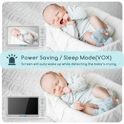  [아마존 핫딜] Campark Baby Monitor 4.3 inch Split Screen Video Baby Monitor with Camera and Audio, Smart Night Vision, Room Temperature, Two-Way Talk, 8 Lullabies and High Capacity Battery