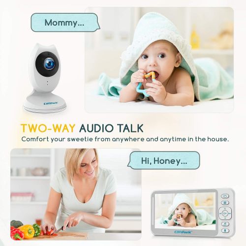  [아마존 핫딜] Campark Baby Monitor 4.3 inch Split Screen Video Baby Monitor with Camera and Audio, Smart Night Vision, Room Temperature, Two-Way Talk, 8 Lullabies and High Capacity Battery