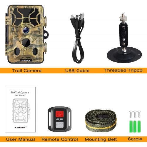  Campark Trail Camera-WiFi 20MP 1296P Hunting Game Camera with Night Vision Motion Activated for Outdoor Wildlife Monitoring Waterproof IP66