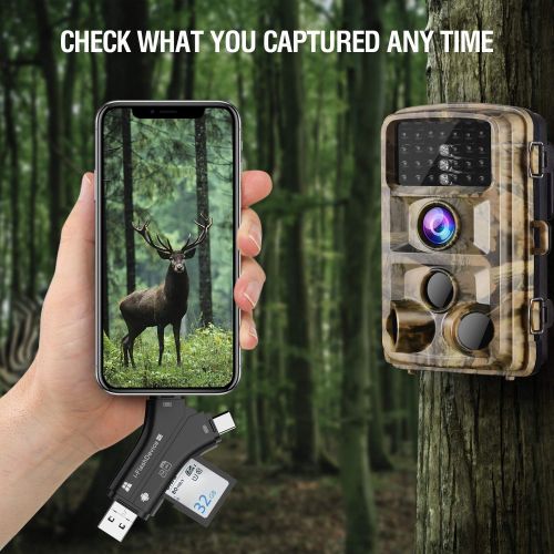  Campark Trail Camera Viewer Compatible with iPhone iPad Mac or Android, SD and Micro SD Memory Card Reader to View Wildlife Game Camera Hunting Photos or Videos on Smartphone