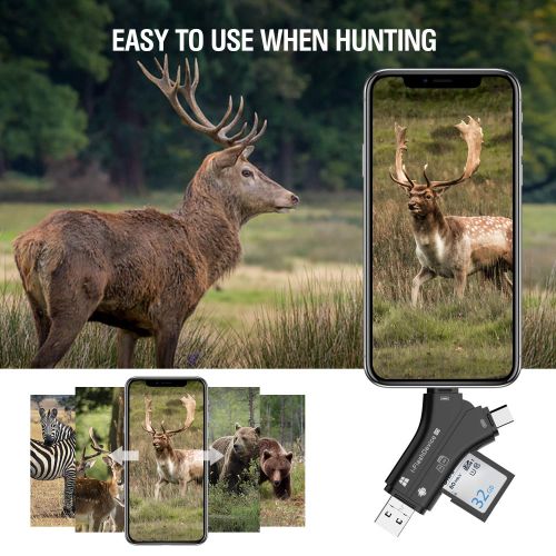  Campark Trail Camera Viewer Compatible with iPhone iPad Mac or Android, SD and Micro SD Memory Card Reader to View Wildlife Game Camera Hunting Photos or Videos on Smartphone