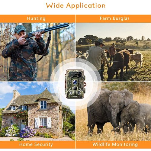  Campark Trail Game Cameras HD Waterproof Wildlife Deer Hunting Cams 120° Detecting Range Motion Activated Night Vision Infrared for Outdoor Field Nature Wild Scouting Home Security