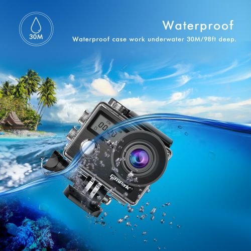  Campark Action Camera X20 4K 20MP Touch Screen Waterproof Video Cam SONY Sensor Underwater Camcorder with EIS, Dual Screen, Remote Control