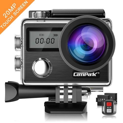  Campark Action Camera X20 4K 20MP Touch Screen Waterproof Video Cam SONY Sensor Underwater Camcorder with EIS, Dual Screen, Remote Control