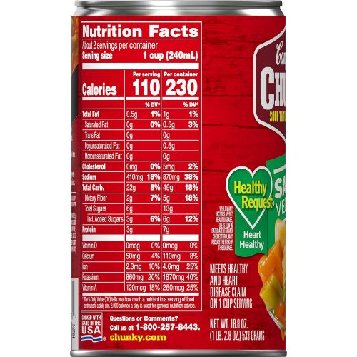  Campbells Chunky Healthy Request Savory Vegetables Soup, 18.8 oz. Can (Pack of 12)