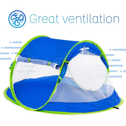  [아마존베스트]Campela Baby Travel Beach Tent for Infant and Babies - Mosquito Net and Sunshade Portable Newborn Crib Baby Bed Dome Pop up Sun Shelter Anti UV Sun Protection Factor 96.6%