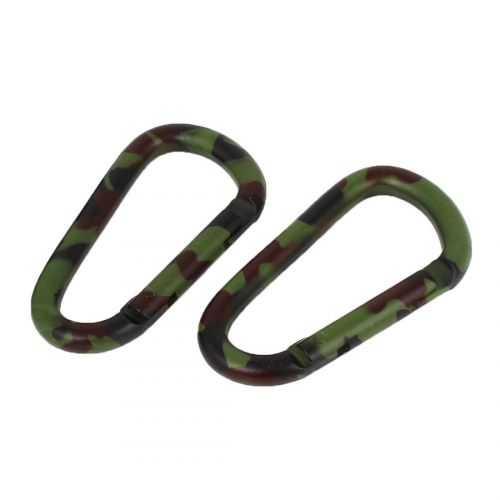  Camping Spring Load Gate Aluminum Alloy Carabiner Clip Snap Hook 2pcs Camouflage by Unique Bargains