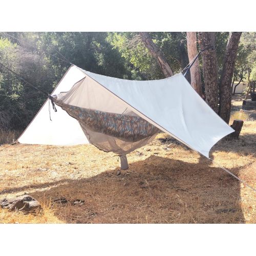  The Ultimate 3 in 1 Camo Camping Hammock RainFly Bundle with Fully Detachable Mosquito Net by Sun Society