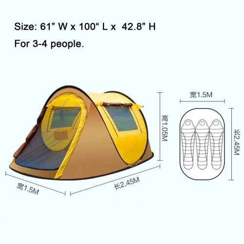  Campingtens Outdoor Camping Tent for 3 Persons,4 Door Family Camping Tent with Instant Setup.