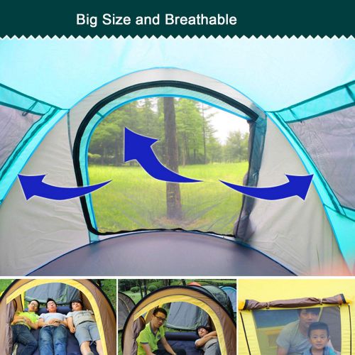  Campingtens Outdoor Camping Tent for 3 Persons,4 Door Family Camping Tent with Instant Setup.